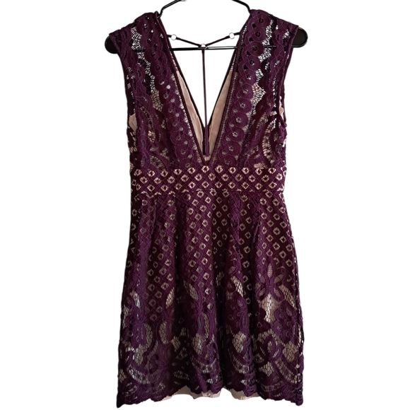 Free People One Million Lovers Lace Dress Plum - Picture 3 of 4